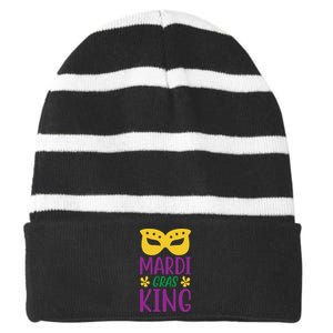 Mardi Gras King Striped Beanie with Solid Band