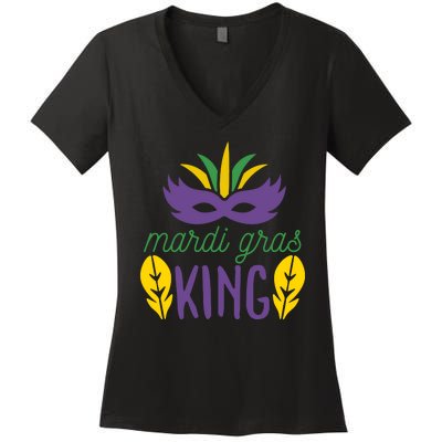 Mardi Gras King Women's V-Neck T-Shirt