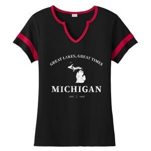 Michigan Great Lakes Great Times Ladies Halftime Notch Neck Tee