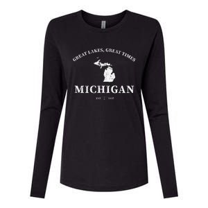 Michigan Great Lakes Great Times Womens Cotton Relaxed Long Sleeve T-Shirt