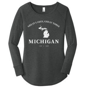 Michigan Great Lakes Great Times Women's Perfect Tri Tunic Long Sleeve Shirt