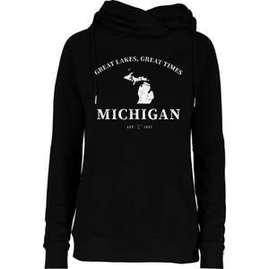 Michigan Great Lakes Great Times Womens Funnel Neck Pullover Hood