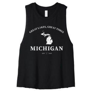 Michigan Great Lakes Great Times Women's Racerback Cropped Tank