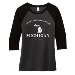 Michigan Great Lakes Great Times Women's Tri-Blend 3/4-Sleeve Raglan Shirt