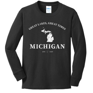 Michigan Great Lakes Great Times Kids Long Sleeve Shirt