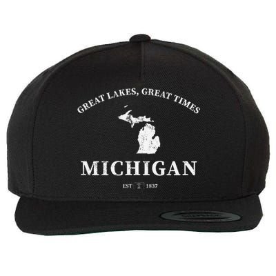 Michigan Great Lakes Great Times Wool Snapback Cap