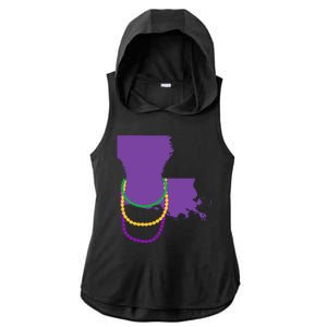 Mardi Gras Louisiana Ladies PosiCharge Tri-Blend Wicking Draft Hoodie Tank