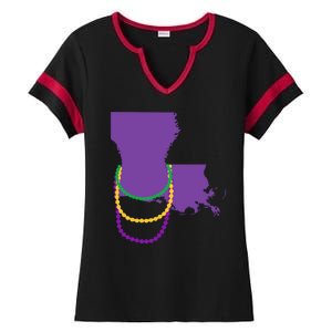 Mardi Gras Louisiana Ladies Halftime Notch Neck Tee