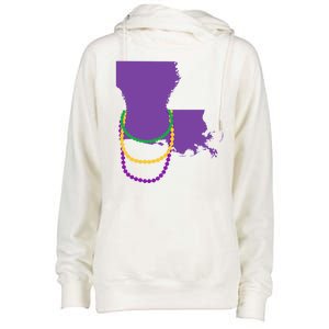 Mardi Gras Louisiana Womens Funnel Neck Pullover Hood