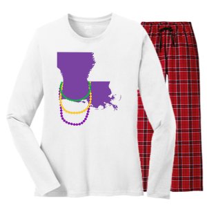 Mardi Gras Louisiana Women's Long Sleeve Flannel Pajama Set 