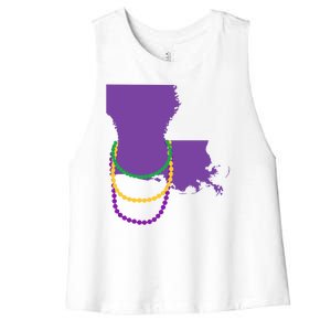 Mardi Gras Louisiana Women's Racerback Cropped Tank