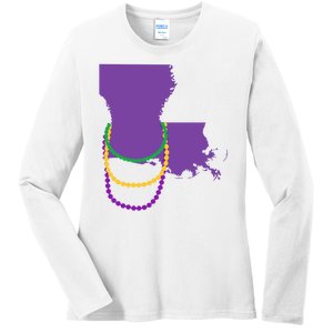 Mardi Gras Louisiana Ladies Long Sleeve Shirt