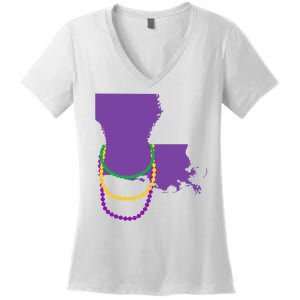 Mardi Gras Louisiana Women's V-Neck T-Shirt