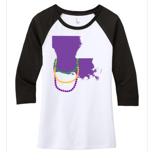 Mardi Gras Louisiana Women's Tri-Blend 3/4-Sleeve Raglan Shirt