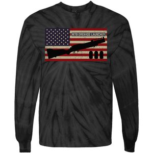 M79 Grenade Launcher Diagram American Flag Tie-Dye Long Sleeve Shirt