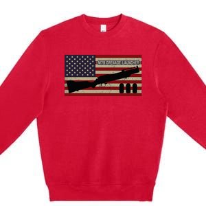 M79 Grenade Launcher Diagram American Flag Premium Crewneck Sweatshirt