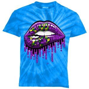 Mardi Gras Lips Fleur De Lys Funny Carnival Party Gift Kids Tie-Dye T-Shirt