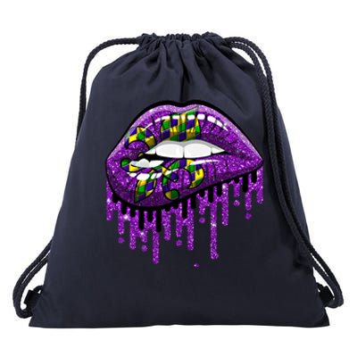 Mardi Gras Lips Fleur De Lys Funny Carnival Party Gift Drawstring Bag