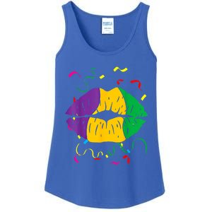 Mardi Gras Lips Queen Carnival Costume Purple And Gold Funny Gift Ladies Essential Tank