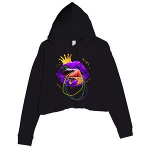 Mardi Gras Lips Queen Carnival Costume Crop Fleece Hoodie