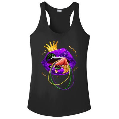 Mardi Gras Lips Queen Carnival Costume Ladies PosiCharge Competitor Racerback Tank