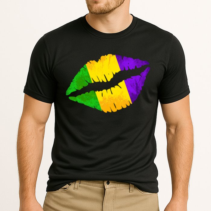Mardi Gras Lips Design Cooling Performance Crew T-Shirt