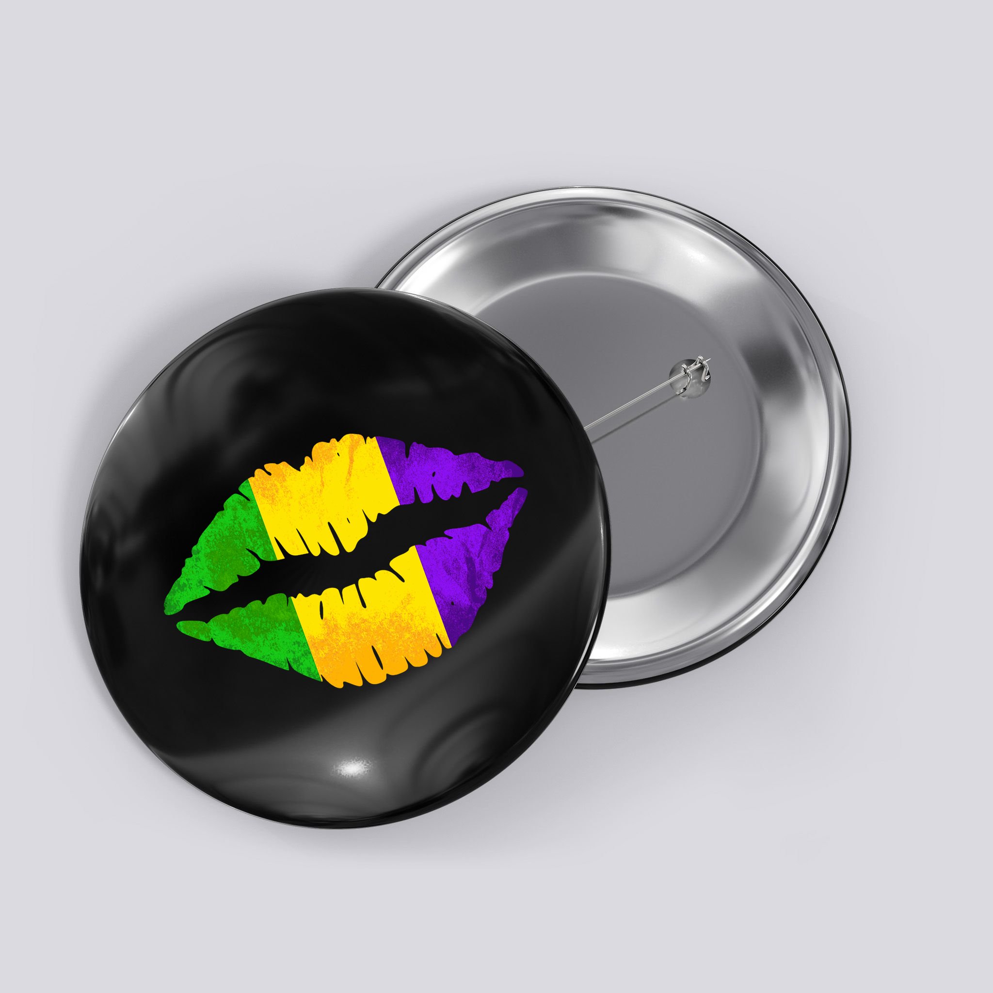 Mardi Gras Lips Design Button