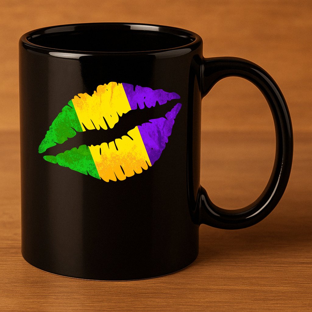 Mardi Gras Lips Design 11oz C Handle Ceramic Mug