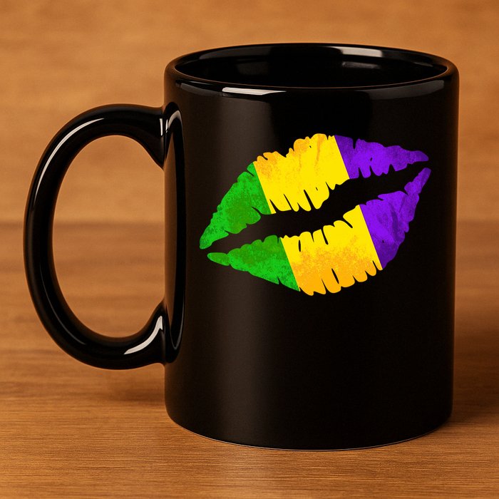 Mardi Gras Lips Design 11oz C Handle Ceramic Mug