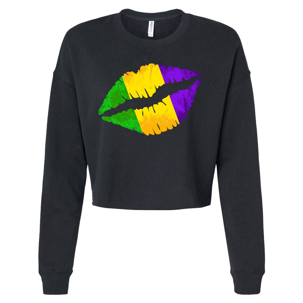 Mardi Gras Lips Design Cropped Pullover Crew