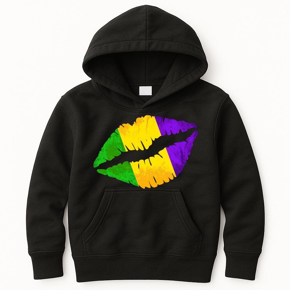Mardi Gras Lips Design Kids Hoodie