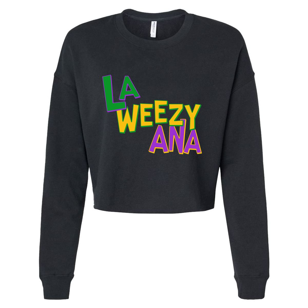 Mardi Gras La Weezy Ana Cropped Pullover Crew