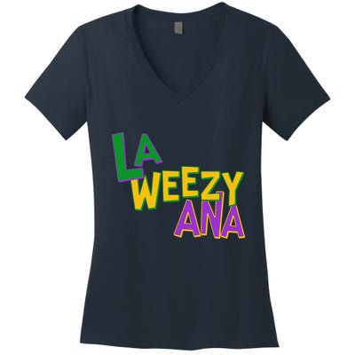 Mardi Gras La Weezy Ana Women's V-Neck T-Shirt