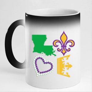 Mardi Gras Love Party Beads Louisiana New Orleans S 11oz Black Color Changing Mug