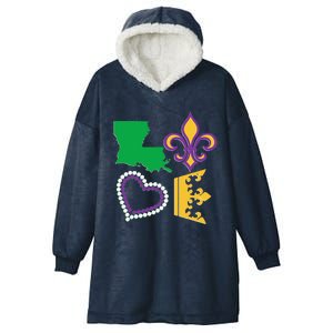 Mardi Gras Love Party Beads Louisiana New Orleans S Hooded Wearable Blanket