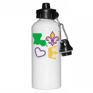 Mardi Gras Love Party Beads Louisiana New Orleans S Aluminum Water Bottle