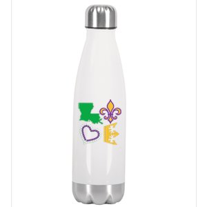 Mardi Gras Love Party Beads Louisiana New Orleans S Stainless Steel Insulated Water Bottle