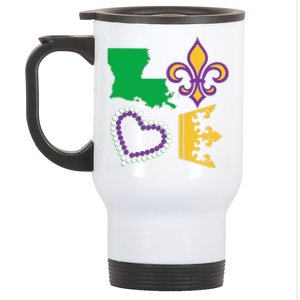 Mardi Gras Love Party Beads Louisiana New Orleans S Stainless Steel Travel Mug