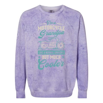 Motorcycle Grandpa Like A Normal Grandpa But Much Cooler Gift Colorblast Crewneck Sweatshirt