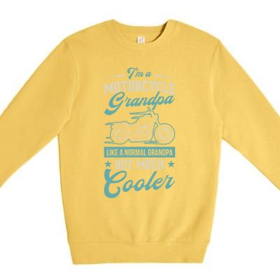 Motorcycle Grandpa Like A Normal Grandpa But Much Cooler Gift Premium Crewneck Sweatshirt