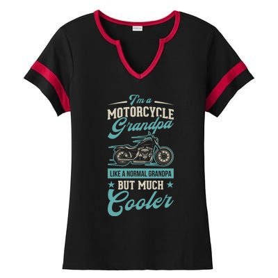 Motorcycle Grandpa Like A Normal Grandpa But Much Cooler Gift Ladies Halftime Notch Neck Tee