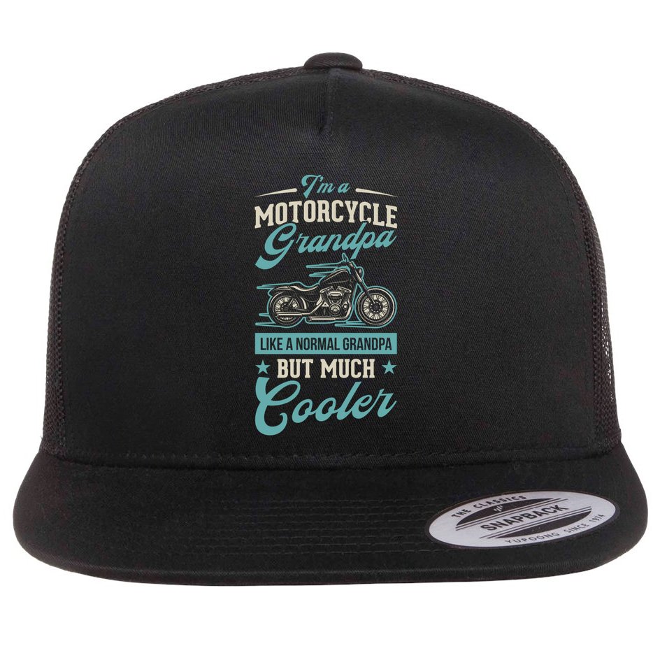 Motorcycle Grandpa Like A Normal Grandpa But Much Cooler Gift Flat Bill Trucker Hat