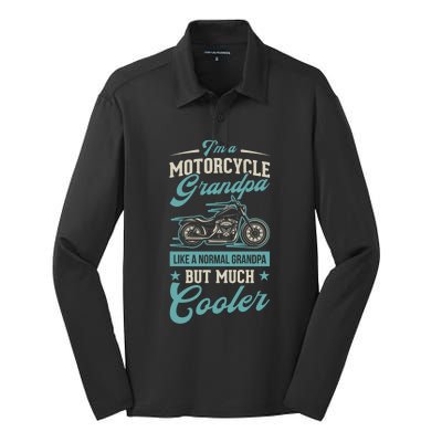 Motorcycle Grandpa Like A Normal Grandpa But Much Cooler Gift Silk Touch Performance Long Sleeve Polo