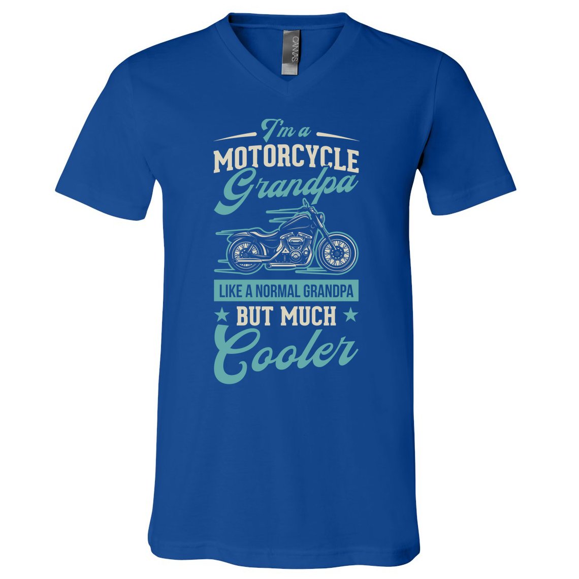 Motorcycle Grandpa Like A Normal Grandpa But Much Cooler Gift V-Neck T-Shirt