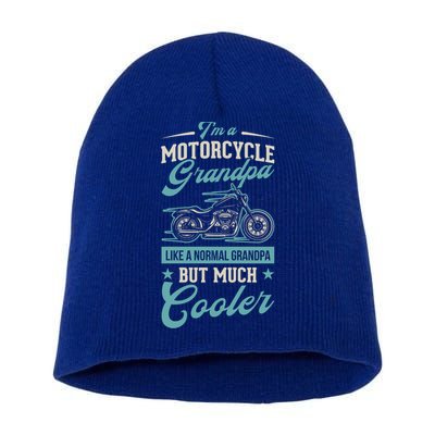 Motorcycle Grandpa Like A Normal Grandpa But Much Cooler Gift Short Acrylic Beanie