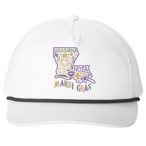 Mardi Gras Louisiana Map Snapback Five-Panel Rope Hat