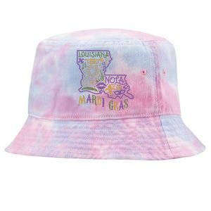 Mardi Gras Louisiana Map Tie-Dyed Bucket Hat