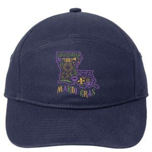 Mardi Gras Louisiana Map 7-Panel Snapback Hat