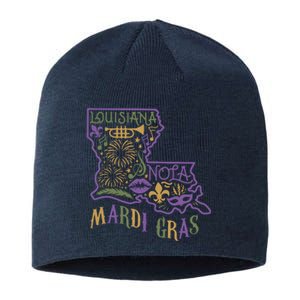 Mardi Gras Louisiana Map Sustainable Beanie