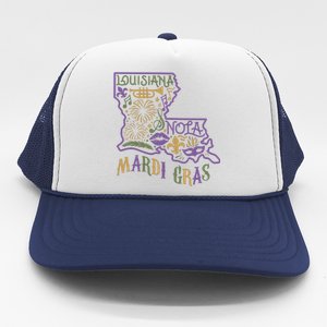 Mardi Gras Louisiana Map Trucker Hat